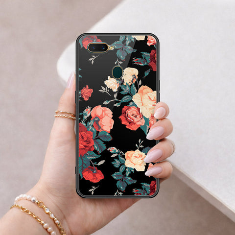 Oppo A7 Cover - Floral Series 2 - HQ Ultra Shine Premium Infinity Glass Soft Silicon Borders Case