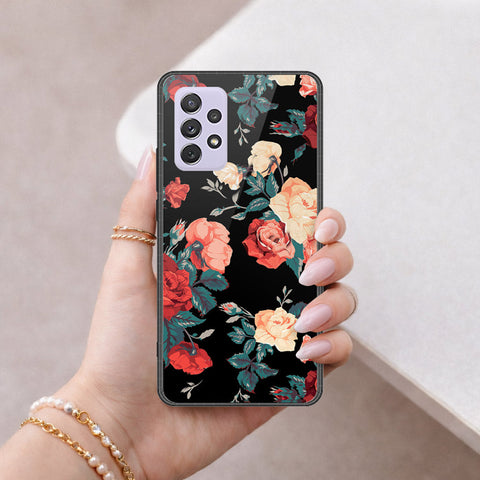 Samsung Galaxy A72 Cover - Floral Series 2 - HQ Ultra Shine Premium Infinity Glass Soft Silicon Borders Case