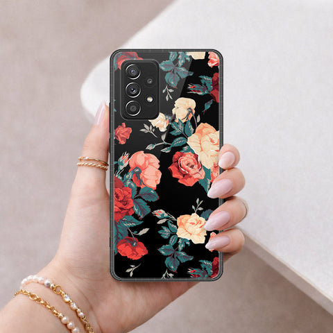 Samsung Galaxy A52 Cover - Floral Series 2 - HQ Ultra Shine Premium Infinity Glass Soft Silicon Borders Case
