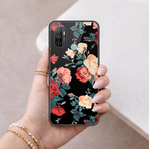 Oppo A53 Cover - Floral Series 2 - HQ Ultra Shine Premium Infinity Glass Soft Silicon Borders Case
