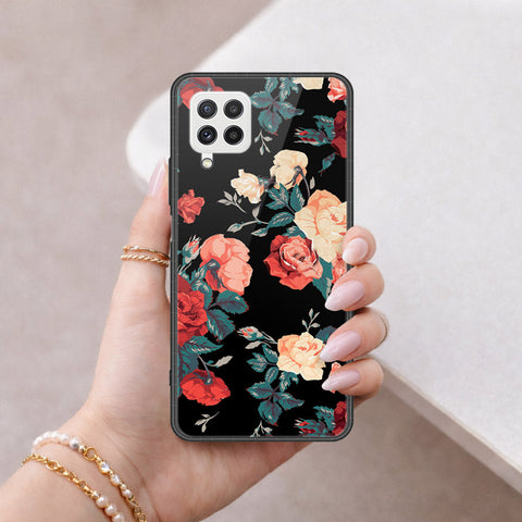 Samsung Galaxy A22 Cover - Floral Series 2 - HQ Ultra Shine Premium Infinity Glass Soft Silicon Borders Case