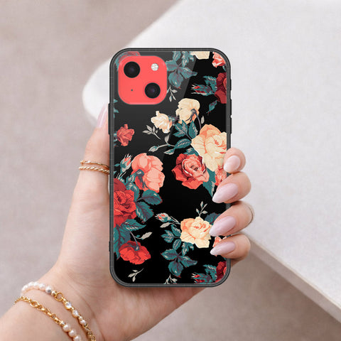 iPhone 13 Mini Cover - Floral Series 2 - HQ Ultra Shine Premium Infinity Glass Soft Silicon Borders Case