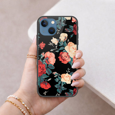 iPhone 13 Cover - Floral Series 2 - HQ Ultra Shine Premium Infinity Glass Soft Silicon Borders Case