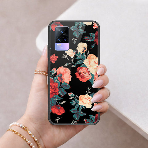 Vivo Y73 Cover - Floral Series 2 - HQ Ultra Shine Premium Infinity Glass Soft Silicon Borders Case