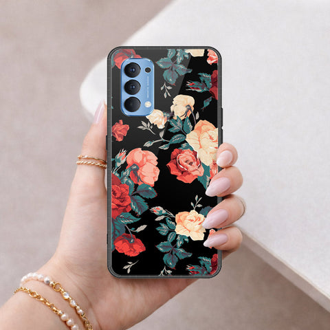 Oppo Reno 4 Cover - Floral Series 2 - HQ Ultra Shine Premium Infinity Glass Soft Silicon Borders Case