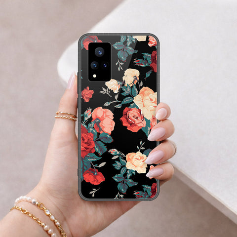 Vivo V21 Cover - Floral Series 2 - HQ Ultra Shine Premium Infinity Glass Soft Silicon Borders Case