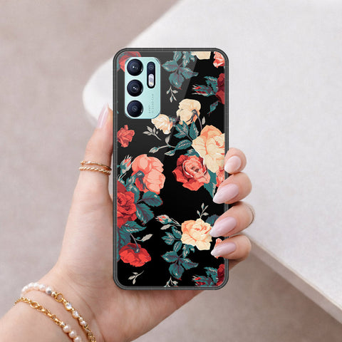 Oppo Reno 6 Cover - Floral Series 2 - HQ Ultra Shine Premium Infinity Glass Soft Silicon Borders Case