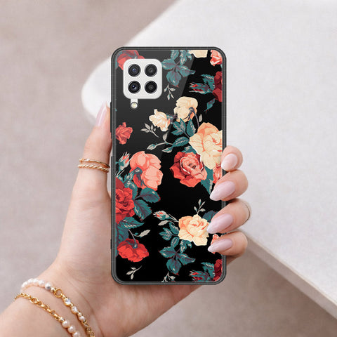 Samsung Galaxy M22 Cover - Floral Series 2 - HQ Ultra Shine Premium Infinity Glass Soft Silicon Borders Case