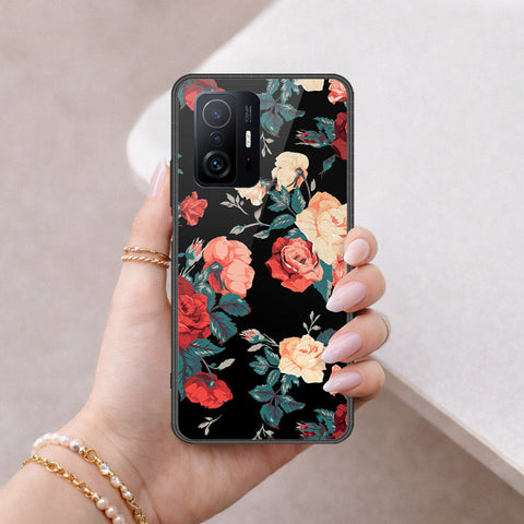 Xiaomi 11T Pro Cover - Floral Series 2 - HQ Ultra Shine Premium Infinity Glass Soft Silicon Borders Case