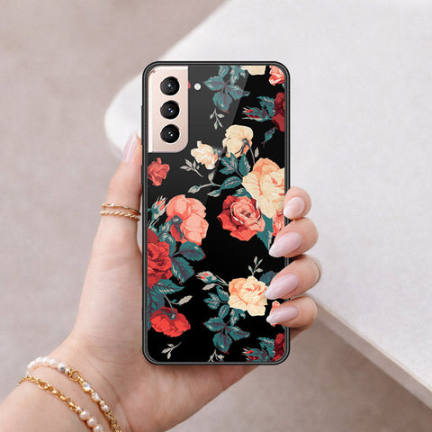 Samsung Galaxy S22 5G Cover - Floral Series 2 - HQ Ultra Shine Premium Infinity Glass Soft Silicon Borders Case