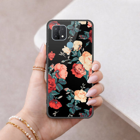 Oppo A35 Cover - Floral Series 2 - HQ Ultra Shine Premium Infinity Glass Soft Silicon Borders Case