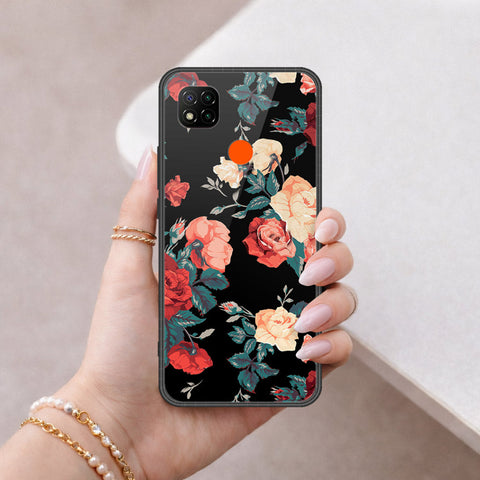 Xiaomi Redmi 9C Cover - Floral Series 2 - HQ Ultra Shine Premium Infinity Glass Soft Silicon Borders Case