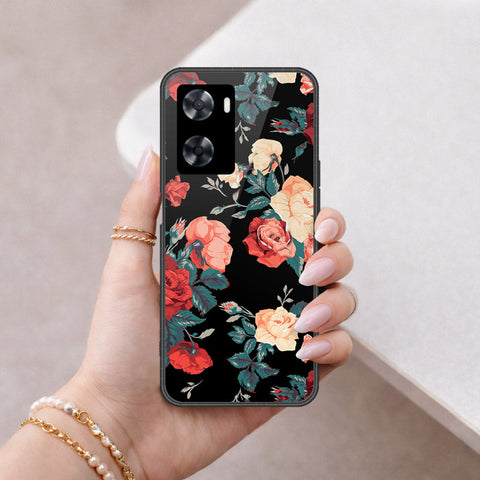 Oppo A57 4G 2022 Cover - Floral Series 2 - HQ Ultra Shine Premium Infinity Glass Soft Silicon Borders Case