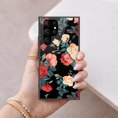 Samsung Galaxy S23 Ultra 5G Cover - Floral Series 2 - HQ Ultra Shine Premium Infinity Glass Soft Silicon Borders Case