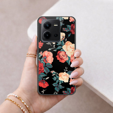 Vivo V25e Cover - Floral Series 2 - HQ Ultra Shine Premium Infinity Glass Soft Silicon Borders Case