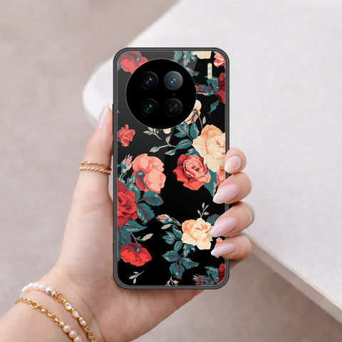Vivo X90 Pro Cover - Floral Series 2 - HQ Ultra Shine Premium Infinity Glass Soft Silicon Borders Case