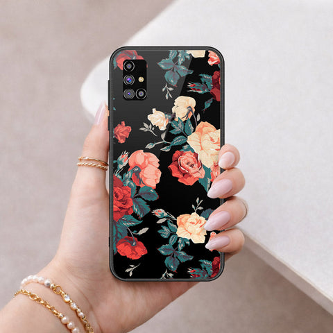 Samsung Galaxy M31s Cover - Floral Series 2 - HQ Ultra Shine Premium Infinity Glass Soft Silicon Borders Case