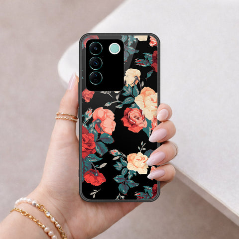 Vivo V27e Cover - Floral Series 2 - HQ Ultra Shine Premium Infinity Glass Soft Silicon Borders Case