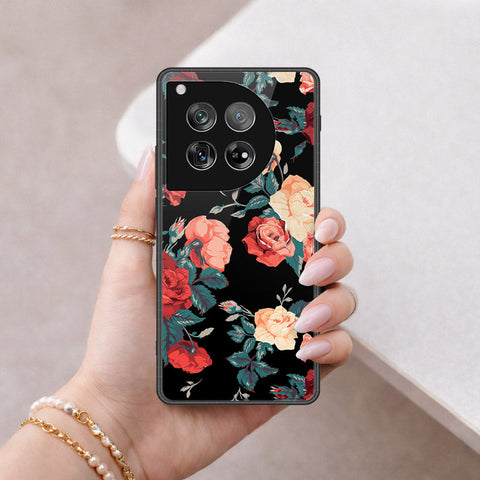 OnePlus 12 Cover - Floral Series 2 - HQ Ultra Shine Premium Infinity Glass Soft Silicon Borders Case