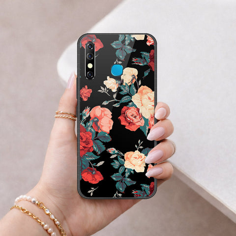 Infinix Hot 8 Cover - Floral Series 2 - HQ Ultra Shine Premium Infinity Glass Soft Silicon Borders Case