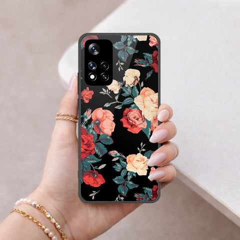 Xiaomi 11i HyperCharge Cover - Floral Series 2 - HQ Ultra Shine Premium Infinity Glass Soft Silicon Borders Case