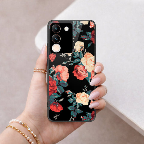 Vivo V29e Cover - Floral Series 2 - HQ Ultra Shine Premium Infinity Glass Soft Silicon Borders Case