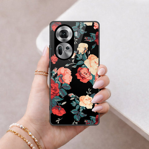 Oppo Reno 11 5G Cover - Floral Series 2 - HQ Ultra Shine Premium Infinity Glass Soft Silicon Borders Case