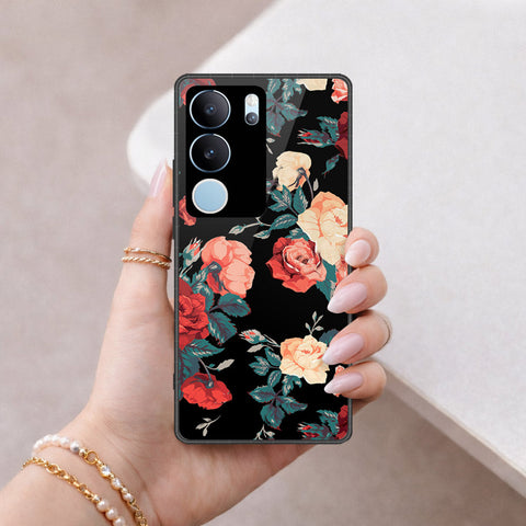 Vivo S17 Cover - Floral Series 2 - HQ Ultra Shine Premium Infinity Glass Soft Silicon Borders Case