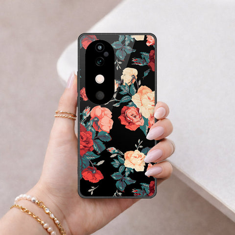 Vivo V40 Cover - Floral Series 2 - HQ Ultra Shine Premium Infinity Glass Soft Silicon Borders Case