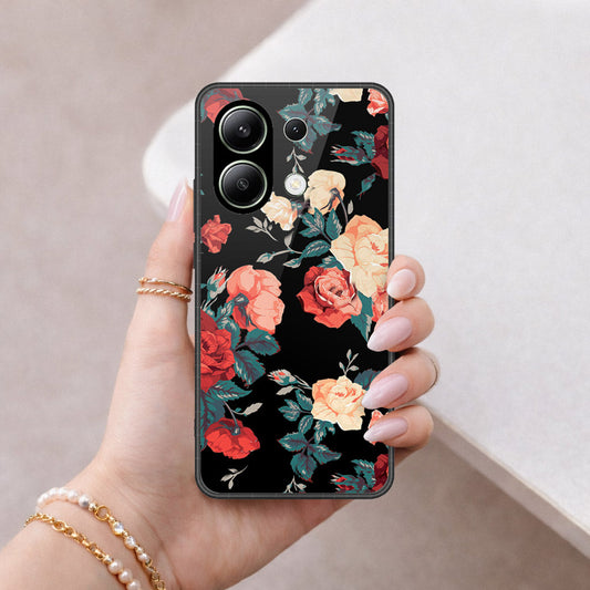 Xiaomi Redmi Note 13 Cover - Floral Series 2 - HQ Ultra Shine Premium Infinity Glass Soft Silicon Borders Case (Fast Delivery)