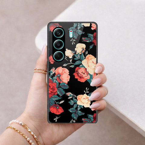 Tecno Camon 40 Pro Cover - Floral Series 2 - HQ Ultra Shine Premium Infinity Glass Soft Silicon Borders Case