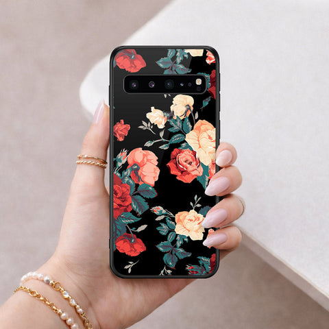 Samsung Galaxy S10 5G Cover - Floral Series 2 - HQ Ultra Shine Premium Infinity Glass Soft Silicon Borders Case