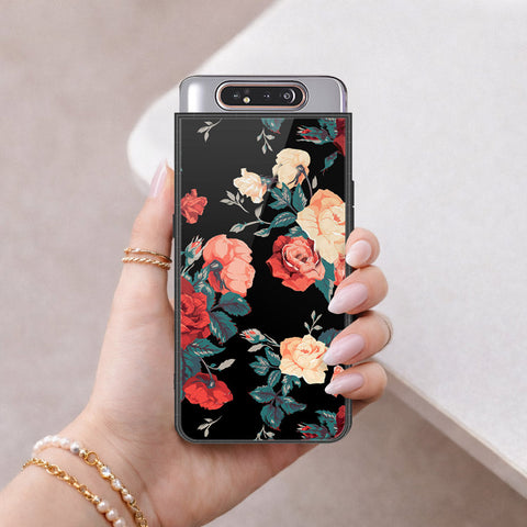 Samsung Galaxy A90 Cover - Floral Series 2 - HQ Ultra Shine Premium Infinity Glass Soft Silicon Borders Case