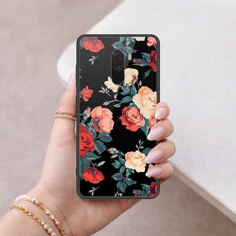 Xiaomi Pocophone F1 Cover - Floral Series 2 - HQ Ultra Shine Premium Infinity Glass Soft Silicon Borders Case
