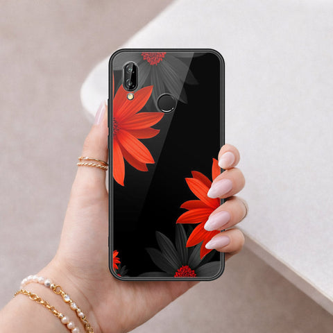 Huawei P20 Lite Cover - Floral Series 2 - HQ Ultra Shine Premium Infinity Glass Soft Silicon Borders Case