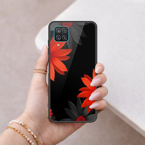 Samsung Galaxy A12 Cover - Floral Series 2 - HQ Ultra Shine Premium Infinity Glass Soft Silicon Borders Case
