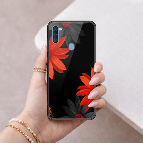 Samsung Galaxy M11 Cover - Floral Series 2 - HQ Ultra Shine Premium Infinity Glass Soft Silicon Borders Case
