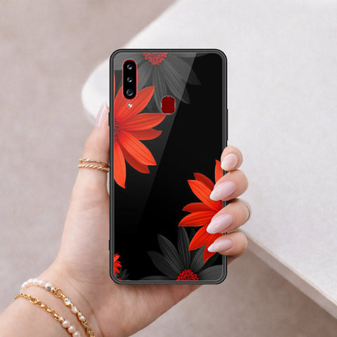 Samsung Galaxy A20s Cover - Floral Series 2 - HQ Ultra Shine Premium Infinity Glass Soft Silicon Borders Case