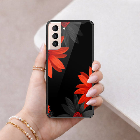 Samsung Galaxy S21 5G Cover - Floral Series 2 - HQ Ultra Shine Premium Infinity Glass Soft Silicon Borders Case