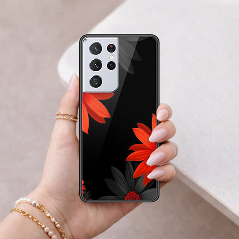 Samsung Galaxy S21 Ultra 5G Cover - Floral Series 2 - HQ Ultra Shine Premium Infinity Glass Soft Silicon Borders Case