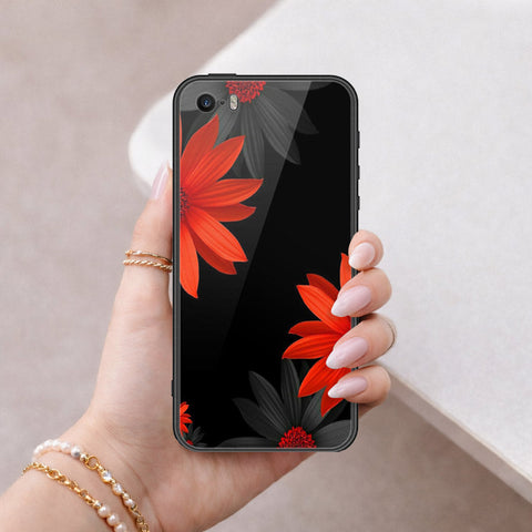 iPhone 5s Cover - Floral Series 2 - HQ Ultra Shine Premium Infinity Glass Soft Silicon Borders Case