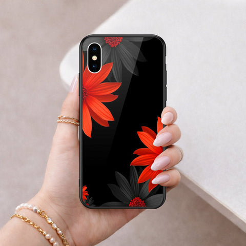 iPhone XS / X - Floral Series 2 - HQ Ultra Shine Premium Infinity Glass Soft Silicon Borders Case