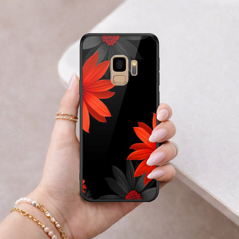 Samsung Galaxy S9 Cover - Floral Series 2 - HQ Ultra Shine Premium Infinity Glass Soft Silicon Borders Case