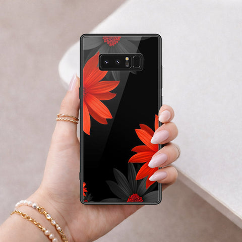 Samsung Galaxy Note 8 Cover - Floral Series 2 - HQ Ultra Shine Premium Infinity Glass Soft Silicon Borders Case