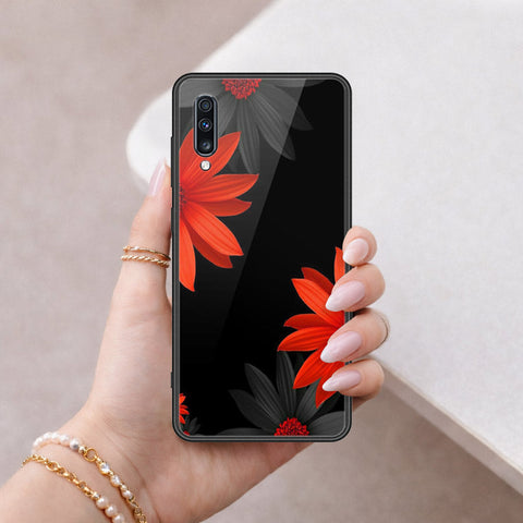 Samsung Galaxy A70 Cover - Floral Series 2 - HQ Ultra Shine Premium Infinity Glass Soft Silicon Borders Case