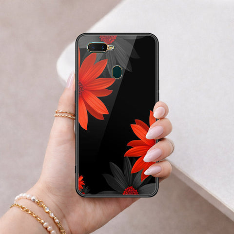 Oppo A7 Cover - Floral Series 2 - HQ Ultra Shine Premium Infinity Glass Soft Silicon Borders Case