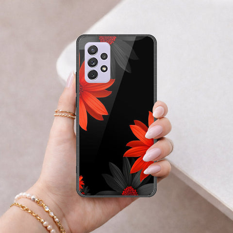 Samsung Galaxy A72 Cover - Floral Series 2 - HQ Ultra Shine Premium Infinity Glass Soft Silicon Borders Case