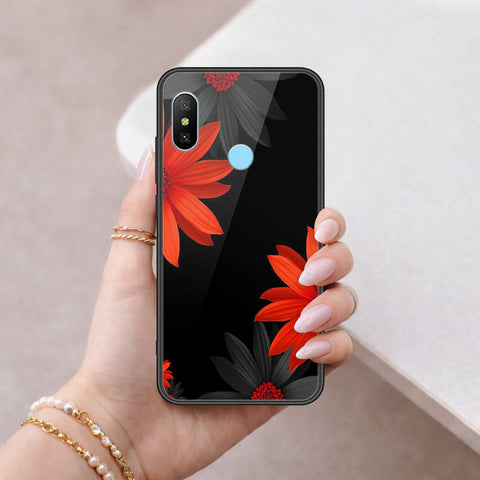 Xiaomi Redmi Note 6 Pro Cover - Floral Series 2 - HQ Ultra Shine Premium Infinity Glass Soft Silicon Borders Case