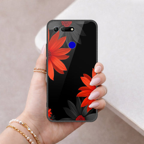 Huawei Honor View 20 Cover - Floral Series 2 - HQ Ultra Shine Premium Infinity Glass Soft Silicon Borders Case
