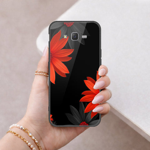 Samsung Galaxy J7 2015 Cover - Floral Series 2 - HQ Ultra Shine Premium Infinity Glass Soft Silicon Borders Case